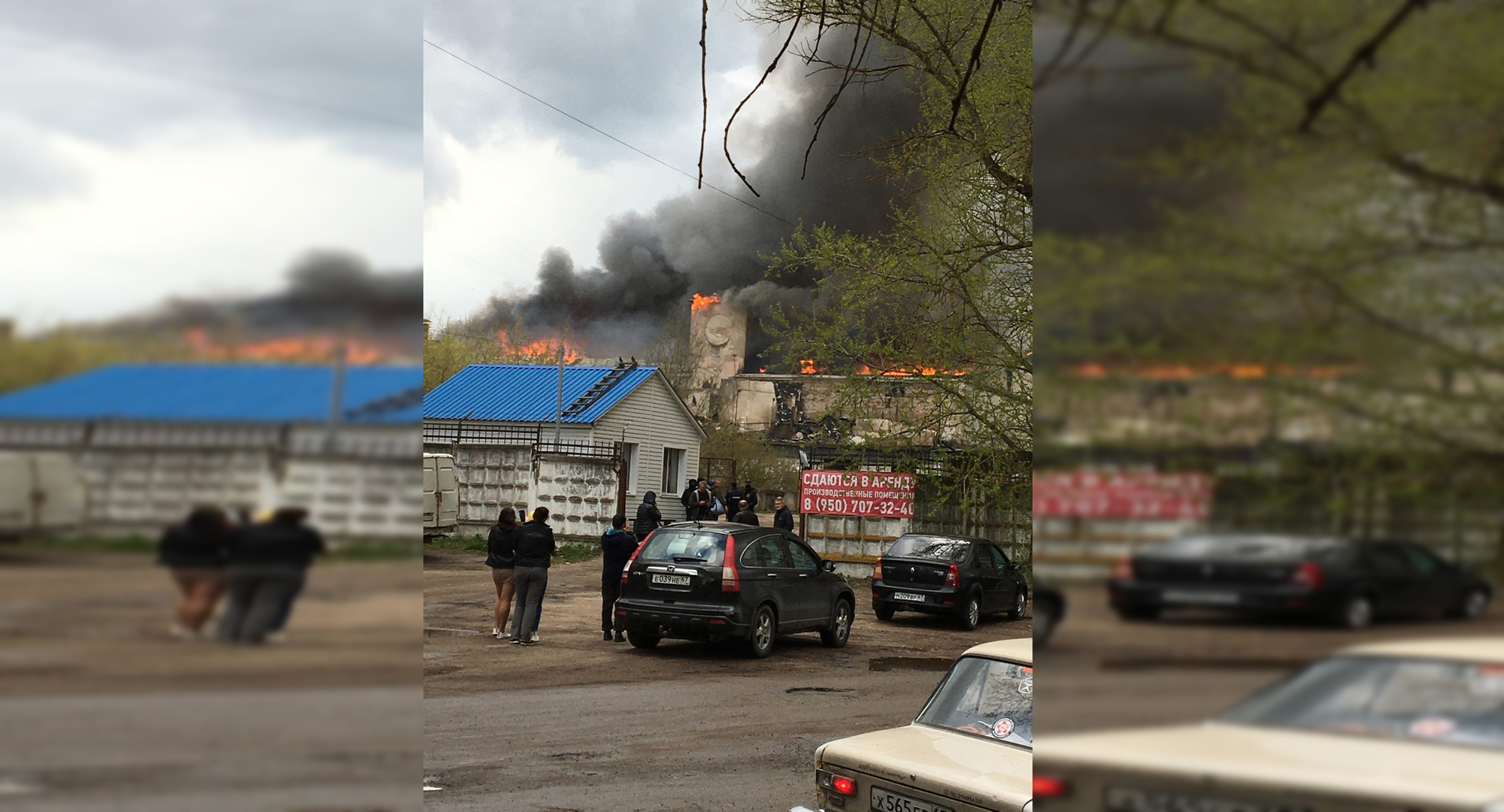 В Смоленске горит склад бывшего мясокомбината на улице Кашена