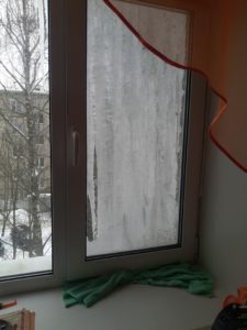 Лед в оконце. В Смоленске многоквартирный дом покрывается холодным панцирем