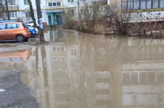 улица Попова, лужа, дождь, непогода, Смоленск